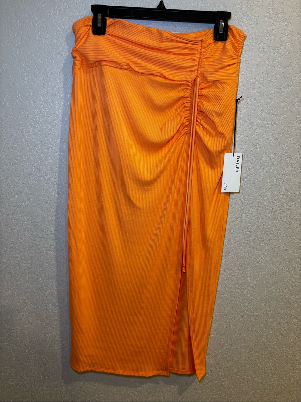 Orange Ruched Midi skirt